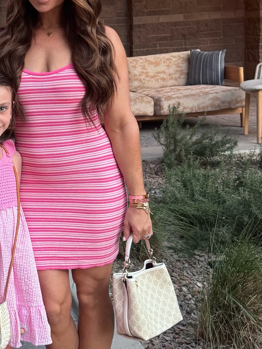 Wildfox Pink & White Striped Ribbed Mini Dress